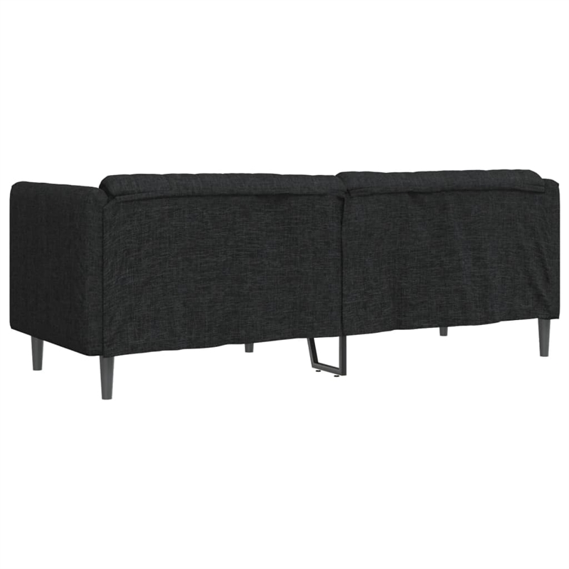 Bowery Hill 3-Seater Rectangular Durable Sofa in Black Polyester