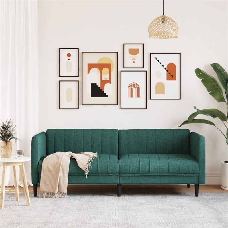 Bowery Hill Contemporary Polyester Large Durable Sofa in Dark Green