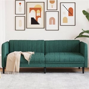 Bowery Hill Contemporary Polyester Large Durable Sofa in Dark Green