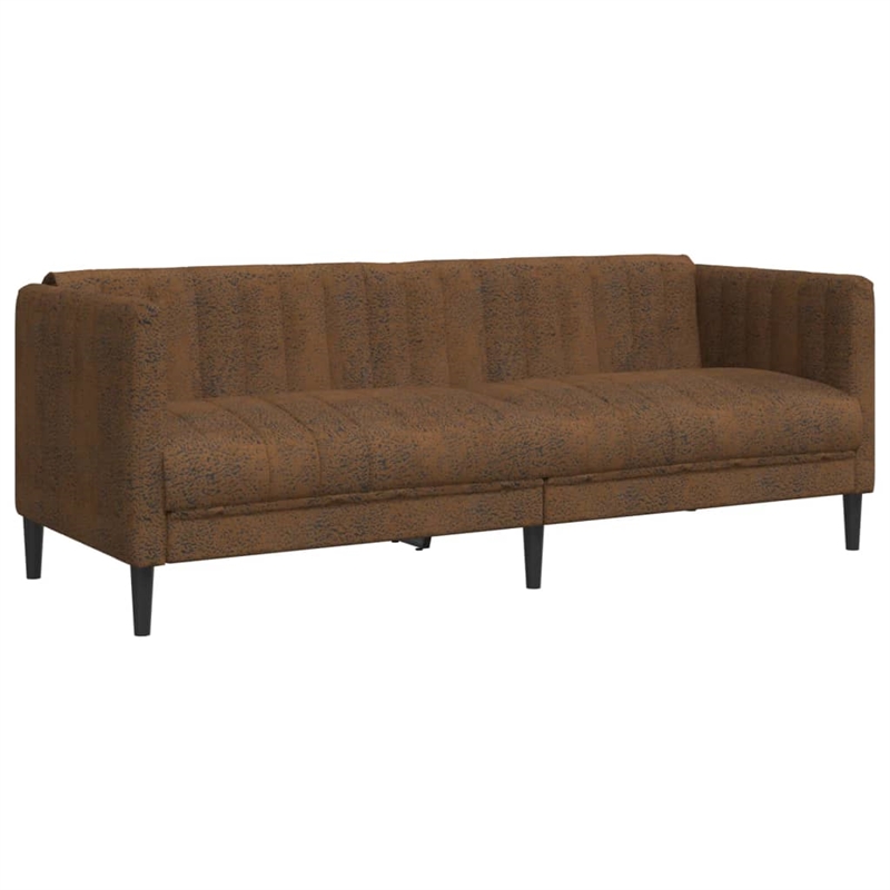 Bowery Hill Contemporary Large Durable Sofa in Brown Faux Suede