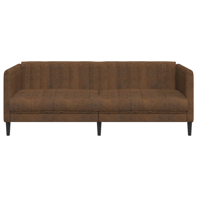 Bowery Hill Contemporary Large Durable Sofa in Brown Faux Suede