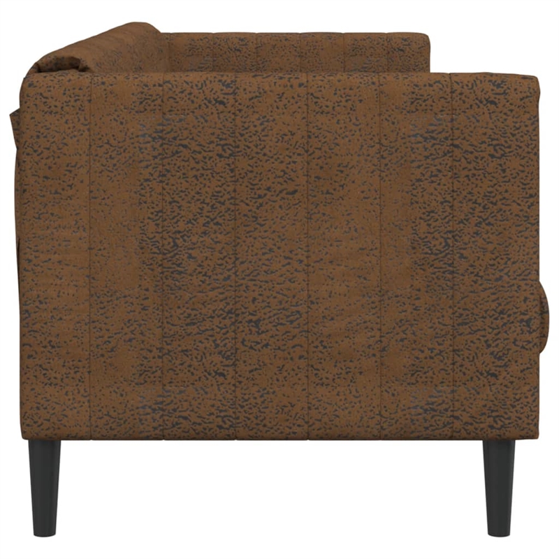 Bowery Hill Contemporary Large Durable Sofa in Brown Faux Suede