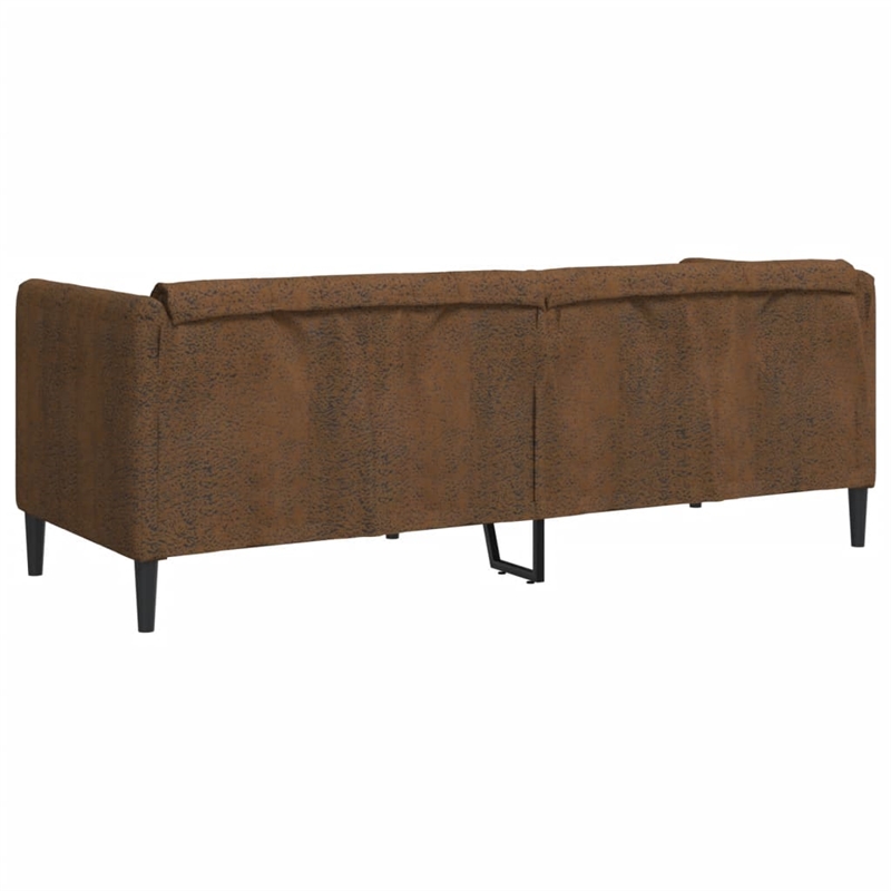 Bowery Hill Contemporary Large Durable Sofa in Brown Faux Suede