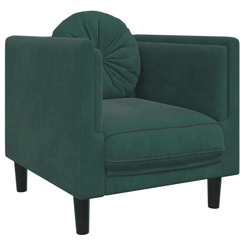 Bowery Hill Contemporary Single Sofa Chair in Dark Green Velvet