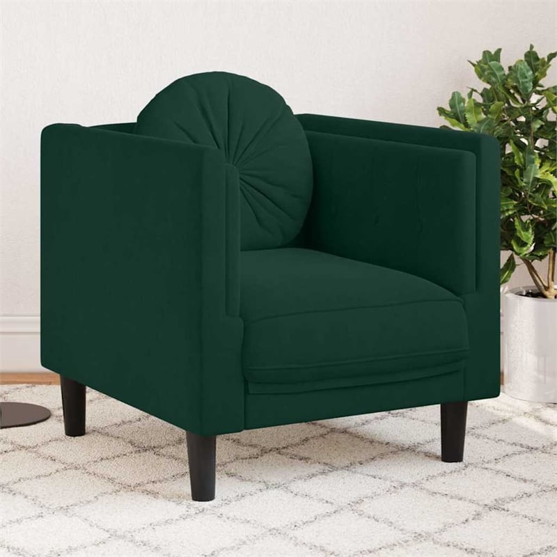 Bowery Hill Contemporary Single Sofa Chair in Dark Green Velvet