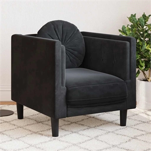 Bowery Hill Contemporary Single Sofa Chair in Black Polyester Velvet