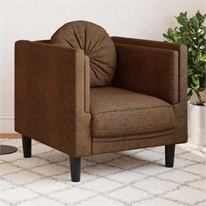 Bowery Hill Contemporary Single Sofa Chair in Brown Faux Suede Leather