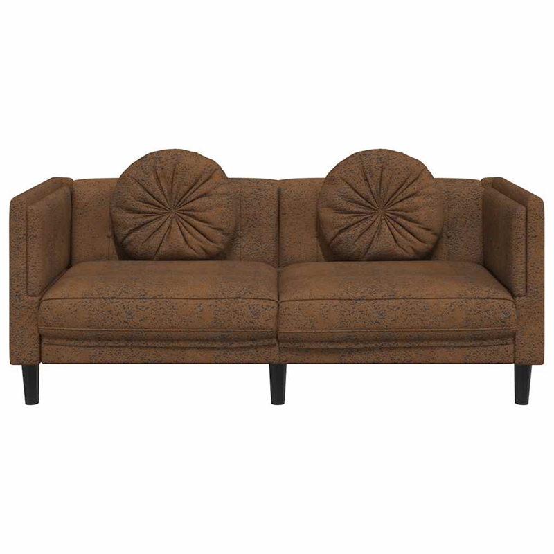 Bowery Hill Modern / Contemporary Sofa in Brown Faux Suede Leather