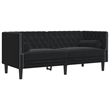 Bowery Hill Contemporary Chesterfield Sofa in Black Polyester Velvet