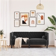 Bowery Hill Contemporary Chesterfield Sofa in Black Polyester Velvet