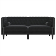 Bowery Hill Contemporary Chesterfield Sofa in Black Polyester Velvet