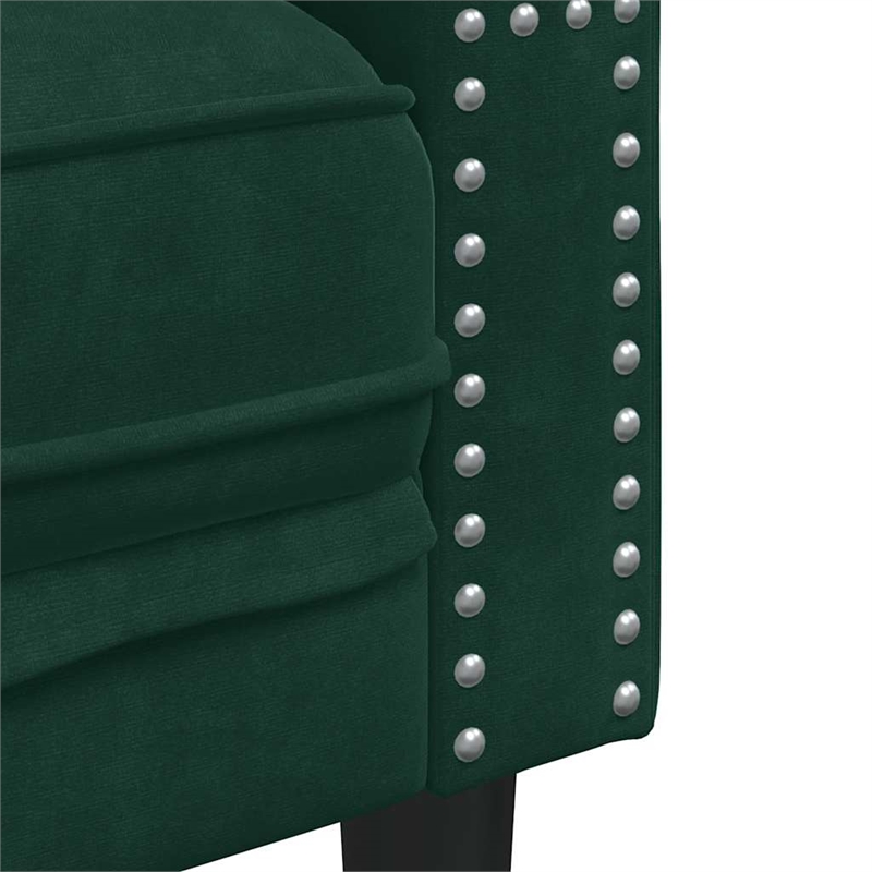 Bowery Hill Contemporary Velvet Chesterfield Sofa in Dark Green