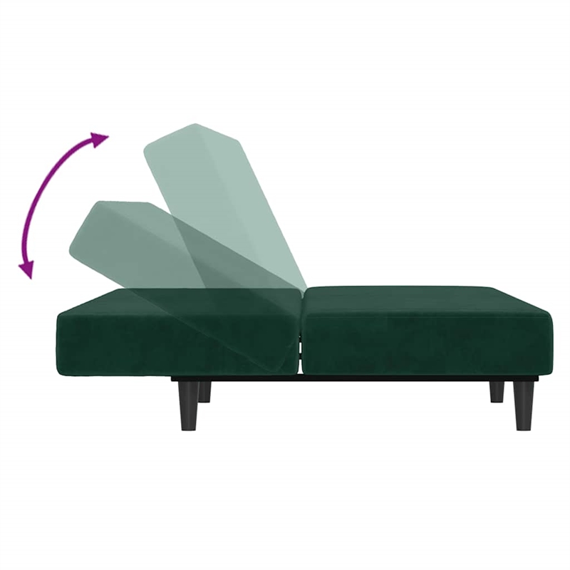 Bowery Hill Contemporary Sofa Bed in Dark Green Polyester Velvet