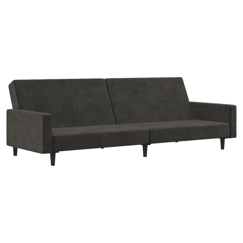 Bowery Hill Contemporary 2-Seater Sofa Bed in Dark Grey Polyester Velvet