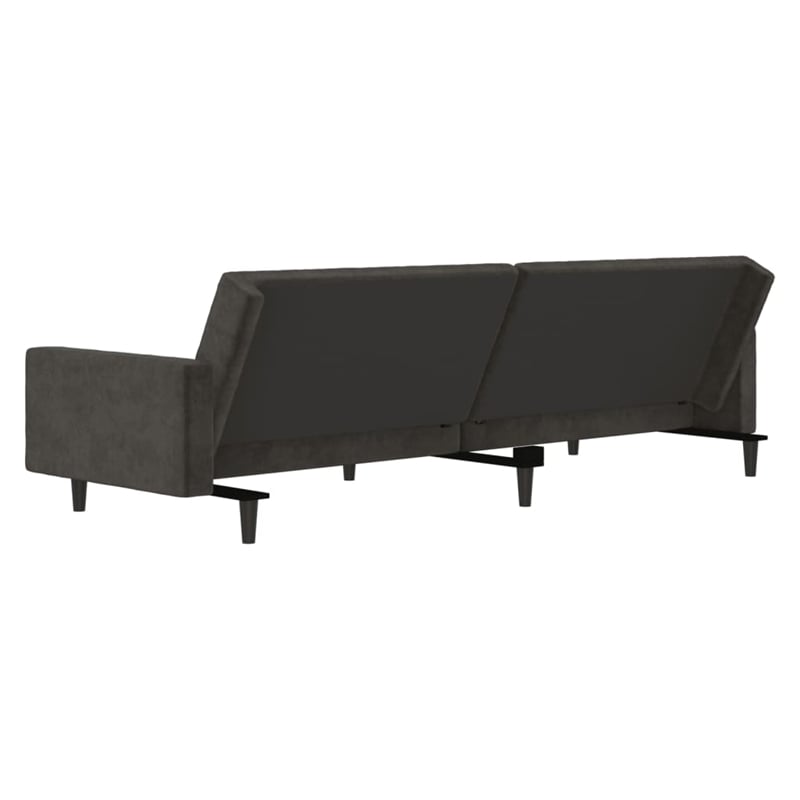Bowery Hill Contemporary 2-Seater Sofa Bed in Dark Grey Polyester Velvet