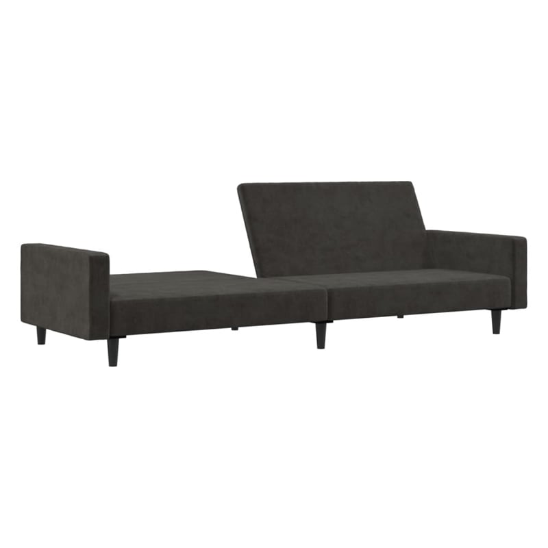 Bowery Hill Contemporary 2-Seater Sofa Bed in Dark Grey Polyester Velvet