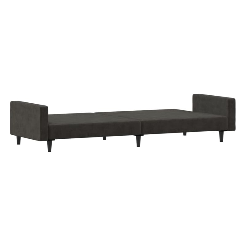 Bowery Hill Contemporary 2-Seater Sofa Bed in Dark Grey Polyester Velvet