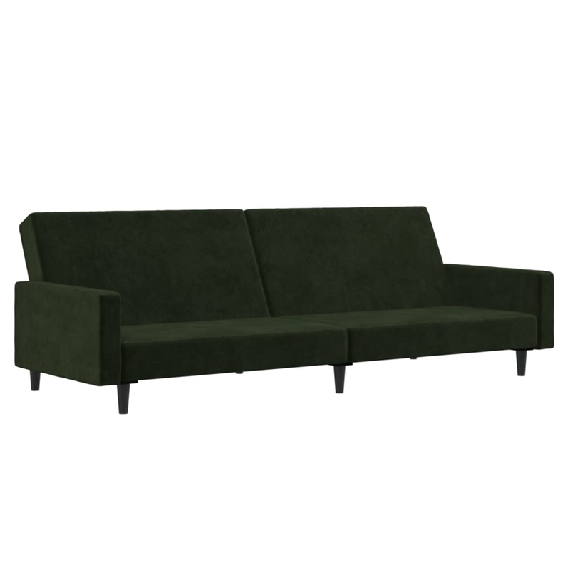 Bowery Hill Contemporary Standard Sofa Bed in Dark Green Velvet