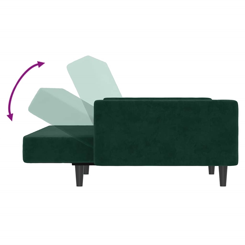 Bowery Hill Contemporary Standard Sofa Bed in Dark Green Velvet