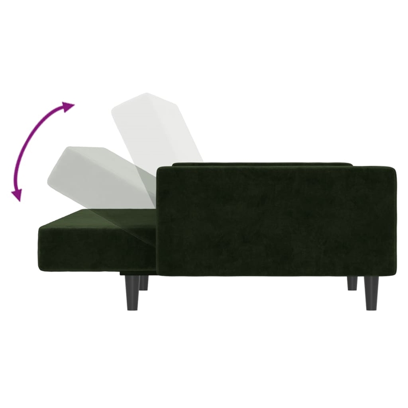 Bowery Hill Contemporary Standard Sofa Bed in Dark Green Velvet