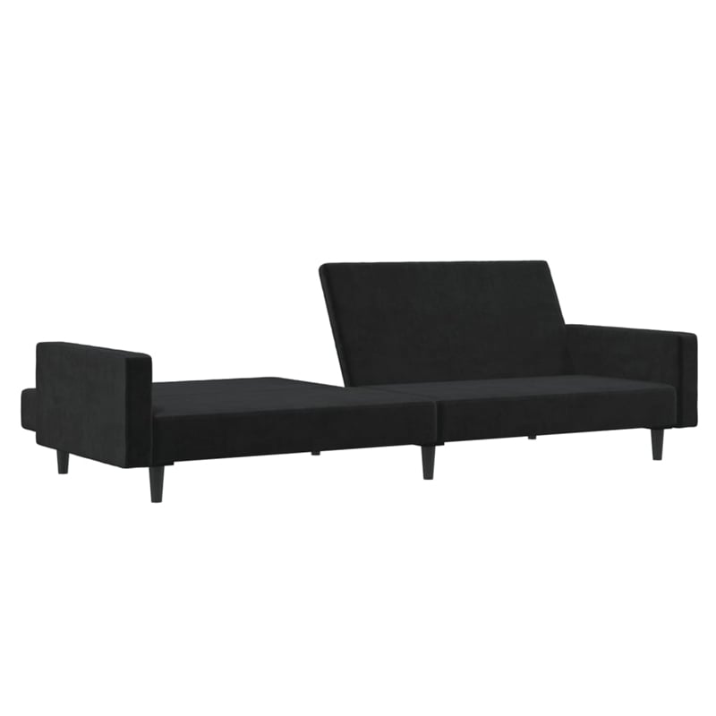 Bowery Hill Contemporary Medium Sofa Bed in Black Polyester Velvet