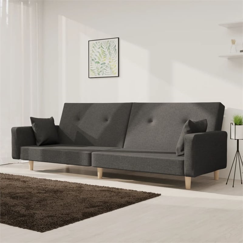 Bowery Hill Contemporary Sofa Bed in Dark Grey Fabric Polyester