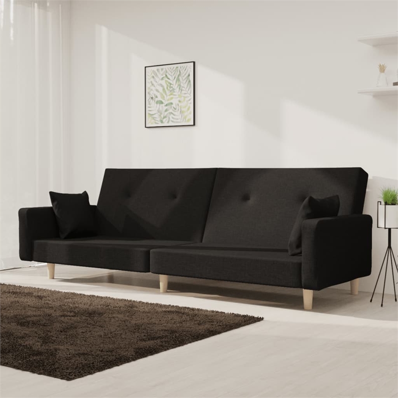 Bowery Hill Contemporary 2-Seater Size Sofa Bed in Black Fabric