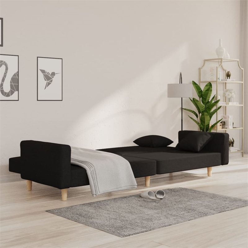 Bowery Hill Contemporary 2-Seater Size Sofa Bed in Black Fabric