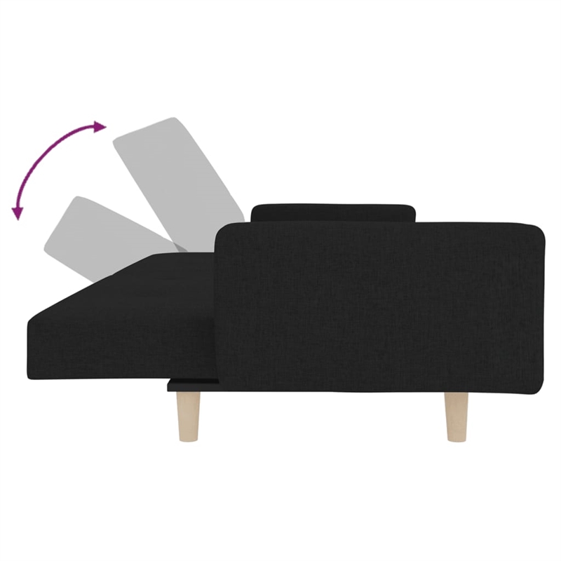 Bowery Hill Contemporary 2-Seater Size Sofa Bed in Black Fabric
