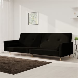 Bowery Hill Modern / Contemporary Sofa Bed in Black Finish Velvet