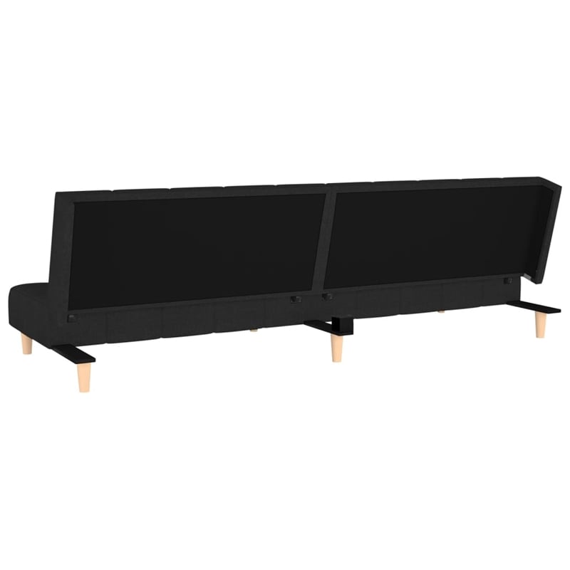 Bowery Hill Contemporary 2-Seater Sofa Bed in Black Polyester Fabric