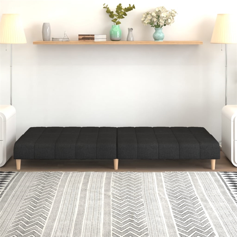 Bowery Hill Contemporary 2-Seater Sofa Bed in Black Polyester Fabric