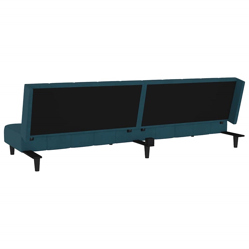 Bowery Hill Contemporary Medium Sofa Bed in Blue Polyester Velvet