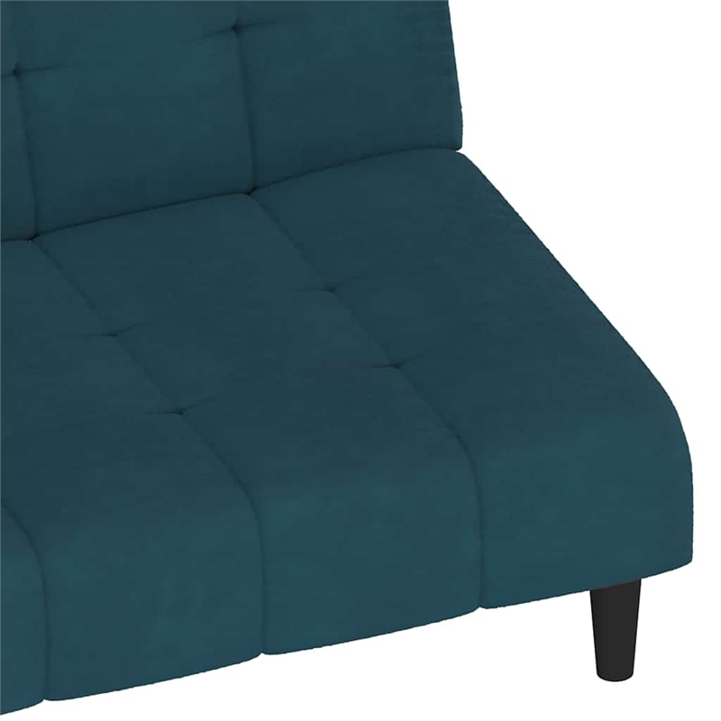 Bowery Hill Contemporary Medium Sofa Bed in Blue Polyester Velvet