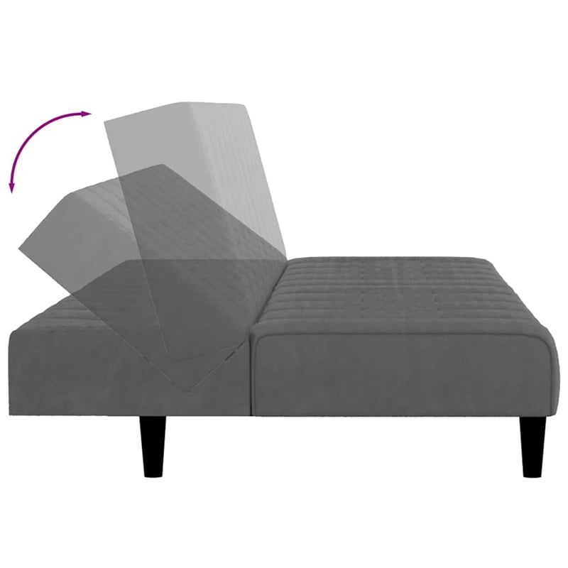 Bowery Hill Contemporary Sofa Bed in Dark Grey Polyester Velvet