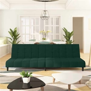 Bowery Hill Compact Sofa Bed in Dark Green Polyester Velvet Wood