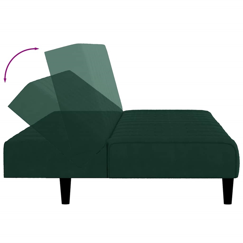 Bowery Hill Compact Sofa Bed in Dark Green Polyester Velvet Wood