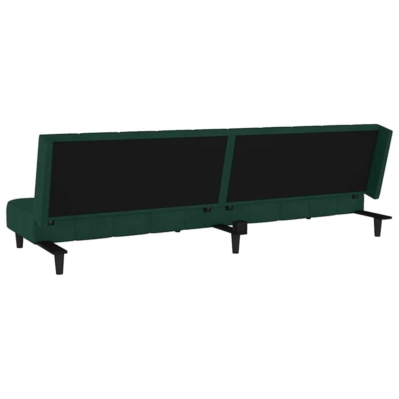 Bowery Hill Compact Sofa Bed in Dark Green Polyester Velvet Wood