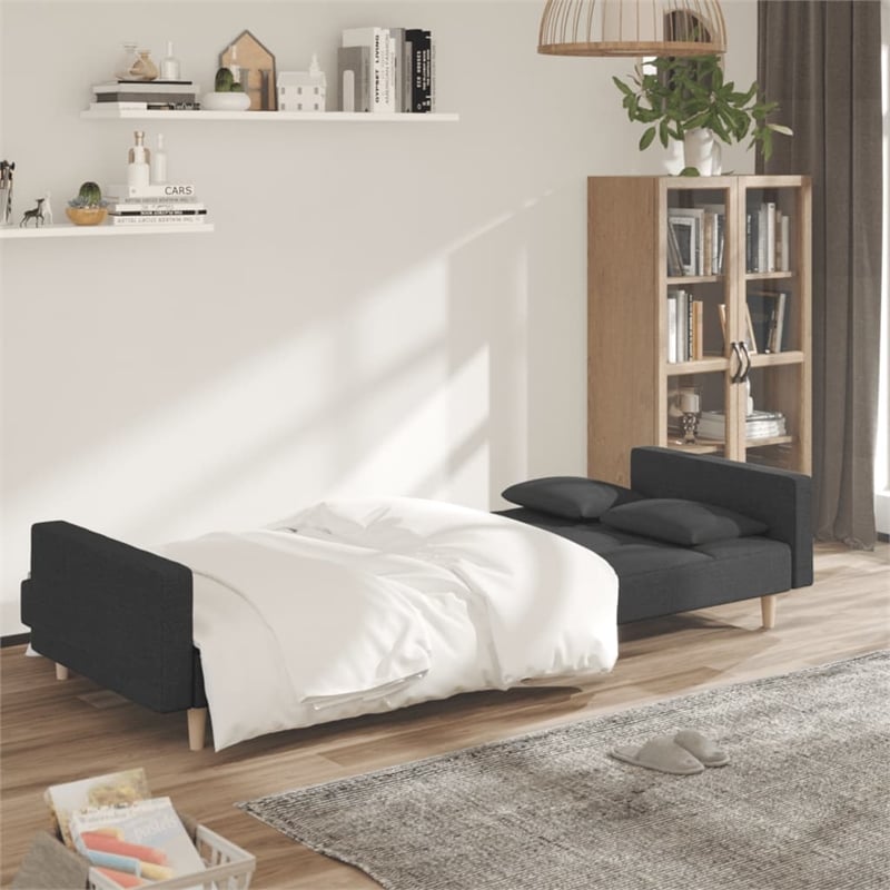 Bowery Hill Contemporary Sleeper Sofa Bed in Dark Gray Fabric