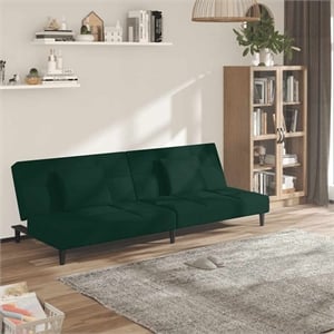 Bowery Hill Contemporary 2-Seater Sofa Bed in Dark Green Velvet
