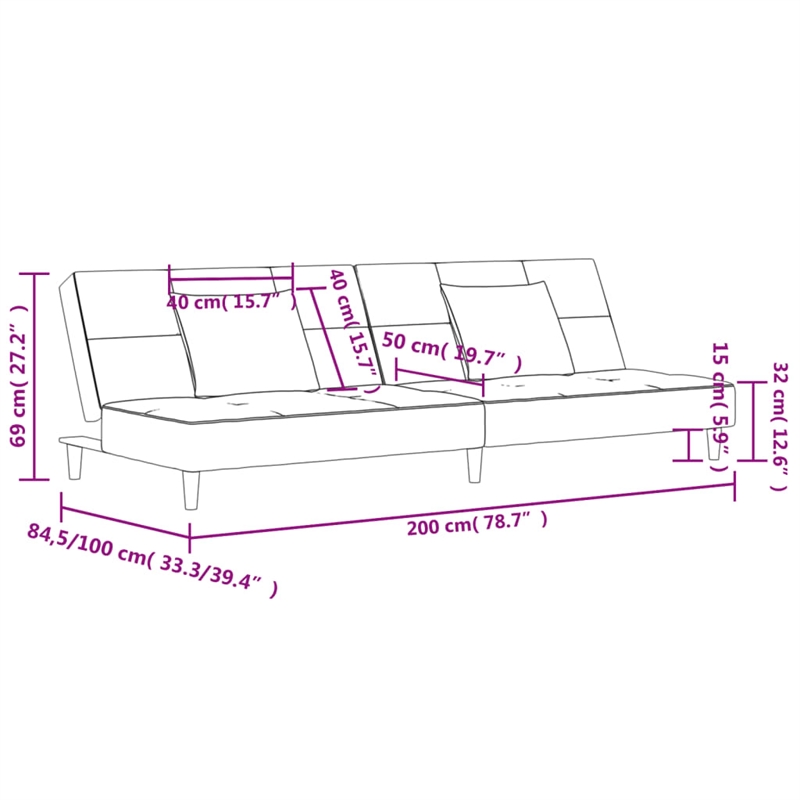 Bowery Hill Contemporary 2-Seater Sofa Bed in Black Polyester Velvet