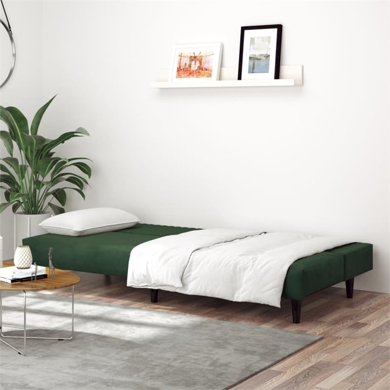 Bowery Hill Modern / Contemporary Sofa Bed in Dark Green Velvet