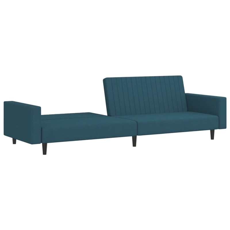Bowery Hill Modern / Contemporary Sofa Bed in Blue Polyester Velvet