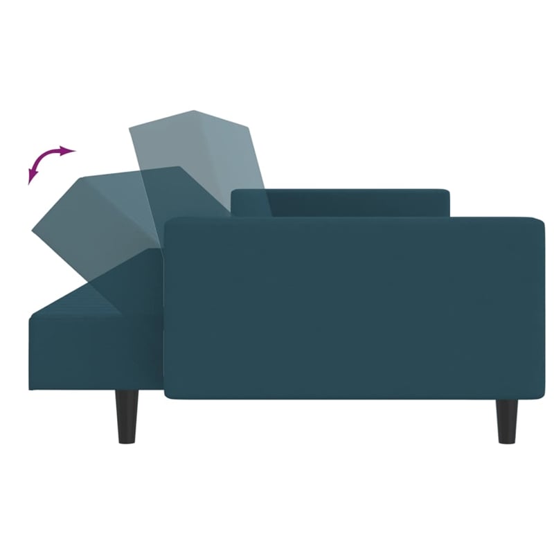 Bowery Hill Modern / Contemporary Sofa Bed in Blue Polyester Velvet