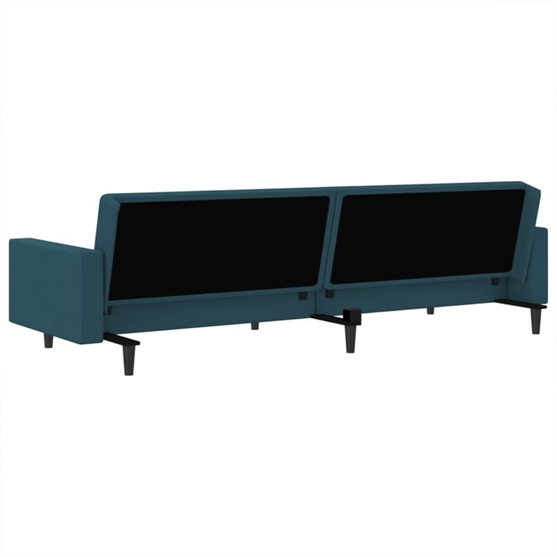 Bowery Hill Modern / Contemporary Sofa Bed in Blue Polyester Velvet