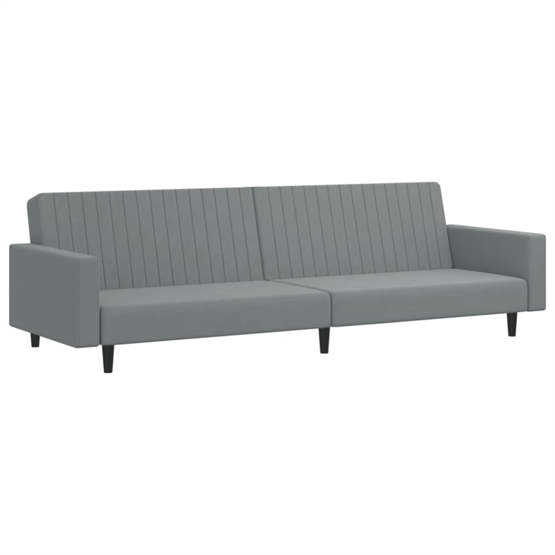 Bowery Hill Contemporary Sofa Bed in Light Grey Polyester Velvet
