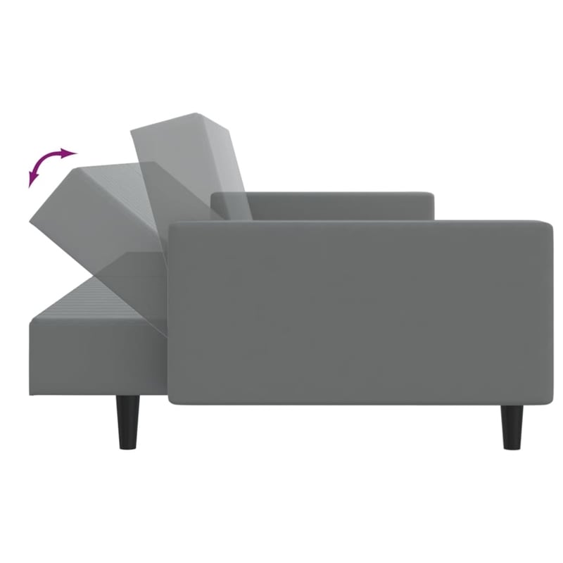 Bowery Hill Contemporary Sofa Bed in Light Grey Polyester Velvet