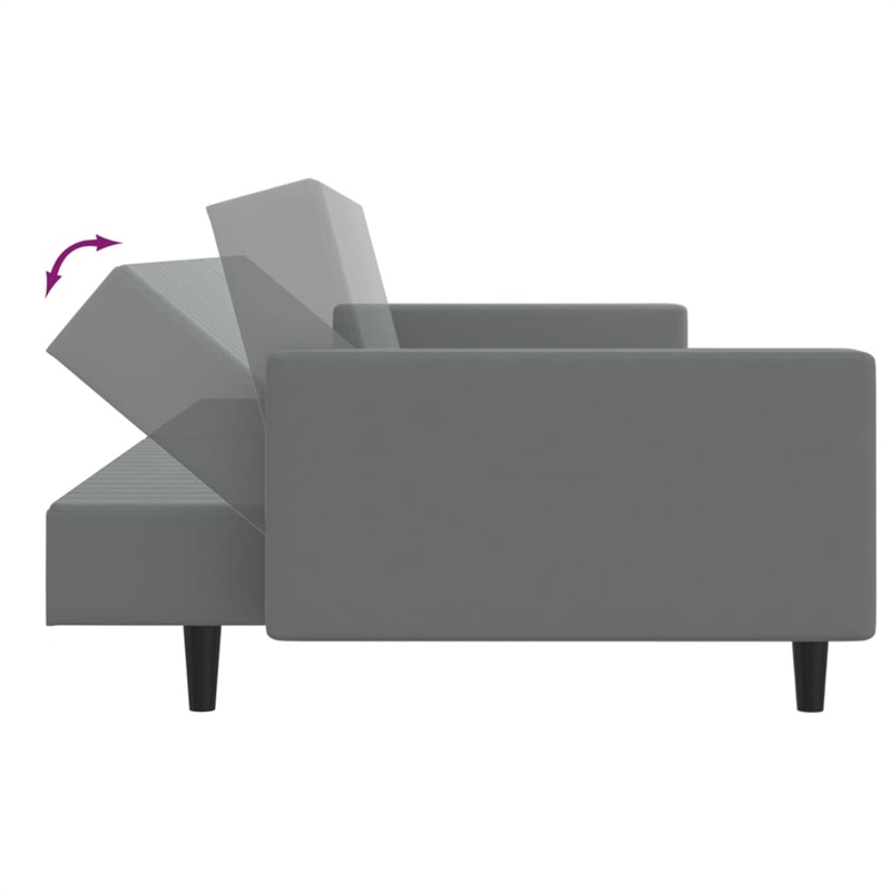 Bowery Hill Contemporary Sofa Bed in Light Grey Polyester Velvet