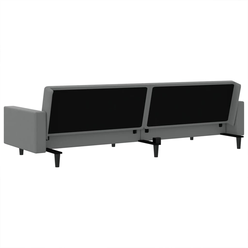 Bowery Hill Contemporary Sofa Bed in Light Grey Polyester Velvet