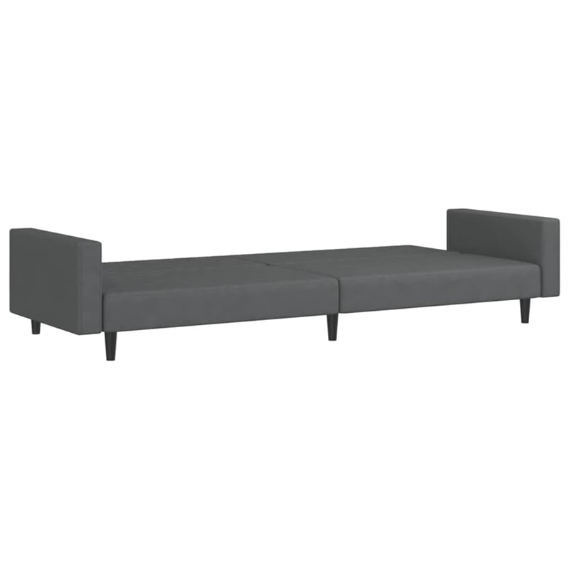 Bowery Hill Contemporary Sofa Bed in Dark Grey Polyester Velvet